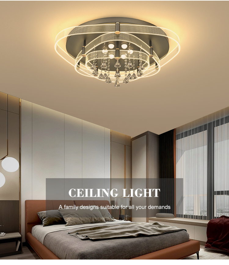New Product Indoor Decoration Luxury K9 Crystal Bedroom Living Room Modern LED Ceiling Lamp