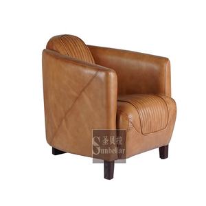 <span class=keywords><strong>Fauteuil</strong></span> de luxe entièrement en cuir véritable <span class=keywords><strong>marron</strong></span>, chic, fini à la main, pour salon, hôtel VIP, chambre d'or - Product Image 6