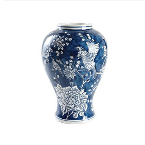 Jarrón de porcelana blanca azul de gama alta, nuevo chino Retro <span class=keywords><strong>Song</strong></span> Dynasty, arreglo floral estético, decoración de pasillo de entrada - Product Image 5