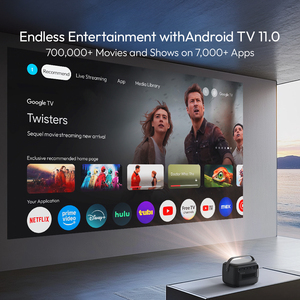 500แอนซีบายินเทคโปรเจ็คเตอร์ R20แม็กซ์4K พร้อมแบตเตอรี่อัจฉริยะกูเกิ้ลทีวีแอนดรอยด์11 DLP แบบพกพาโปรเจคเตอร์ขนาดเล็กสำหรับตั้งแคมป์กลางแจ้ง - Product Image 3
