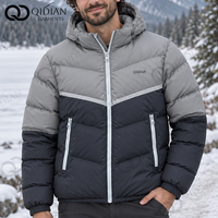Veste matelassée à capuche amovible personnalisée pour homme, style streetwear, avec blocs de couleur réfléchissants, doudoune d'hiver pour l'extérieur, fabrication OEM