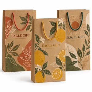 Sac en papier kraft écologique personnalisé, créez votre propre logo, sacs en papier kraft de haute qualité avec poignée - Product Image 1