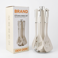 OEM ODM Ensemble de 7 ustensiles de cuisine en silicone antiadhésifs durables de qualité alimentaire FDA résistants à la chaleur avec support rotatif