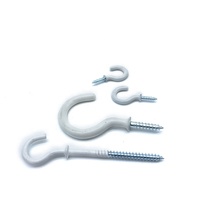 Crochets à vis en acier au carbone avec revêtement PVC blanc pour suspension murale et plafond