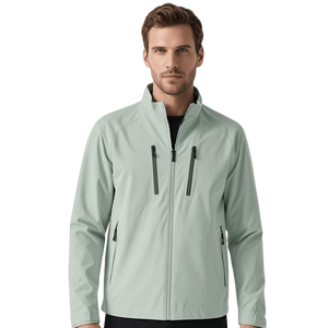 เสื้อแจ็คเก็ตแบบซอฟต์เชลล์สำหรับผู้ชายเสื้อกันลมกลางแจ้งปกตั้งสำหรับฤดูหนาวความหนาแบบบาง - Product Image 3