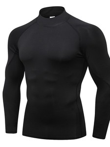 Vêtements de sport de compression thermiques unisexe à manches longues pour hommes, coupe ajustée, séchage rapide, pour la course et la gym - Product Image 3