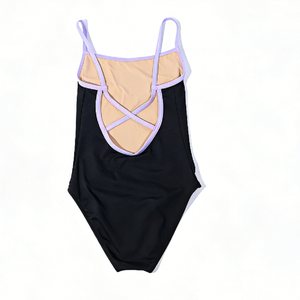 Justaucorps de danse pour femme à bretelles fines et bordures contrastées, dos croisé, en Spandex respirant, idéal pour l'entraînement - Product Image 4