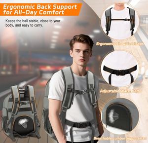 <b>Bowling</b> Ball Backpack with Shoe Compartment Single Ball Bag for Men Multi-Pocket <b>Bowling</b> Gear Bag - Product Image 3