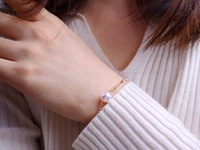 Bracelet et joncs en perles Akoya en or 18 carats Lucy Jewelry, perles d'eau salée naturelles de qualité AAAA, forme baroque