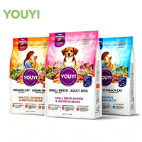 Sac d'emballage personnalisé imprimé anti-odeur pour aliments secs et humides pour chiens et chats, refermable avec fermeture éclair, fond plat, 1kg 3kg 5kg