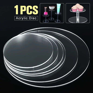 Disques à gâteau ronds en acrylique transparents personnalisés de 4, 6, 10, 12 pouces, supports de base pour gâteaux d'anniversaire, outils de cuisine DIY - Product Image 1