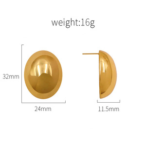European American Style Gold Plated <b>Stud</b> Earrings Round Geometric <b>Titanium</b> Steel Unisex Fashion Jewelry - Product Image 4