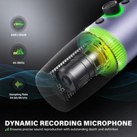 Microphone dynamique USB/XLR DM65 pour PC gaming avec éclairage RGB et contrôle du volume, idéal pour la maison, le bureau et l'usage en studio