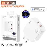 Chargeur de voyage LDNIO Q8-MI GaN 100W HyperCharge PD avec prises interchangeables EU/US/UK et câble Type C vers Type C 6A inclus
