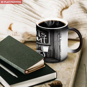 Black Frosted Magic Mug 11oz <b>Ceramic</b> Heat Activated Color Changing Daily Tea <b>Cup</b> - Product Image 3