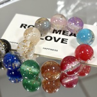 Perles rondes en résine avec paillettes or écrasées de luxe, 10, 12, 16 mm, perles fines et brillantes en vrac pour la fabrication de bracelets et de colliers faits main