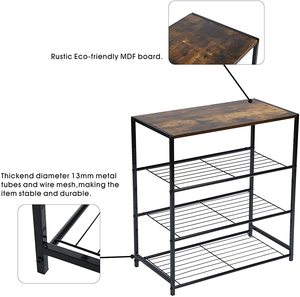 <strong>Shoe</strong> Storage Shelf With MDF Top Board and 4-Tier Metal <strong>Shoe</strong> <strong>Rack</strong>, All-Metal <strong>Shoe</strong> Tower <strong>Rustic</strong> Brown - Product Image 6