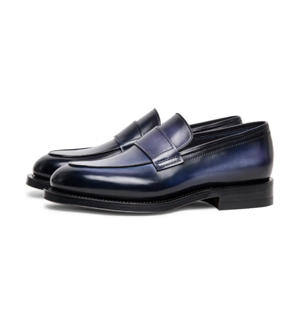 Good quality luxury italian formal mens genuine leather dress blue loafers shoes for men