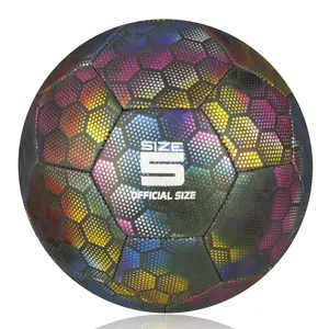 Hot Selling Premium Custom Logo Reflective PU Size 5 Soccer Machine Stitched Sewed For Training