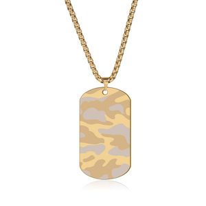 Colgante cuadrado de acero inoxidable, collar de etiquetas de perro de acero inoxidable personalizado, colgante de camuflaje, <span class=keywords><strong>joyería</strong></span> <span class=keywords><strong>para</strong></span> hombres - Product Image 6