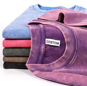 Personalizado Vintage de alta calidad de gran tamaño Streetwear lavado Camiseta para los hombres Sun Faded en blanco ácido lavado de algodón camiseta Fabricante - Product Image 2