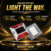 Borne de signalisation routière solaire en aluminium à LED double face clignotante, profil bas, haute intensité, réflecteur prismatique, étanche IP68 pour le trafic