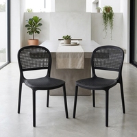 Chaise de salle à manger d'extérieur Xupeng en rotin tressé PP, empilable, ajourée, de luxe, moderne et minimaliste, pour balcon, café, restaurant