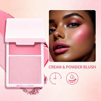 Palette de fard à joues double teinte végétalienne, crème et poudre mate, résistante à l'eau, longue tenue, pour marque privée, vente en gros