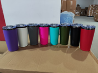 Vente en gros de gobelets isothermes personnalisés de 20 oz, revêtement poudré noir, mug à café pour voiture, couleurs mélangées