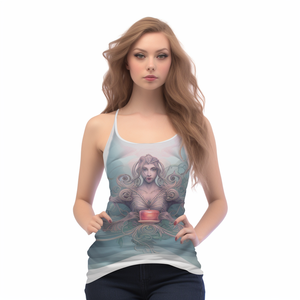 Top <span class=keywords><strong>Canotta</strong></span> <span class=keywords><strong>Bianca</strong></span> da Donna di Alta Qualità, Personalizzabile in Vari Colori, Stampa a Sublimazione, Design in Poliestere Spandex ad Asciugatura Rapida con Spalline Sottili - Product Image 6