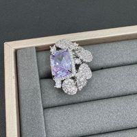 Schmuckset aus Kupfer mit Lila Edelstein und Quasten, 3-teilig, Abend-Schmuckset mit Armband, Ohrringen und Ring, OEM