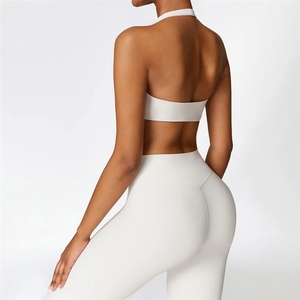 Comfort Fitness Hollow Active Wear Sexy Back Custom Logo Yoga Gym Workout Top Halter Sports Running <strong>Bra</strong> for Women - Product Image 6