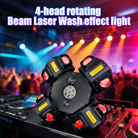 Projecteur à tête mobile 200W à 4 têtes, 16x10W RGBW 4-en-1, faisceau laser, stroboscope, turbine à vent rotative, DMX512, activé par le son, 4 motifs Gobo 540