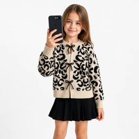 Vêtements en tricot pour enfants personnalisés OEM & ODM, tricot côtelé à manches longues, col rond, devant ouvert, style preppy, automne-hiver, acrylique