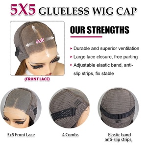 วิกผมบ๊อบแบบไม่มีกาวติด FH Wholesale Raw Vietnamese Hair พร้อมเชือกผูกผมด้านหน้าแบบ 5x5 # วิกผมบ๊อบผมแท้ราคาถูก p4/30 - Product Image 2