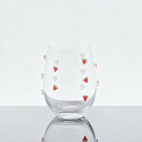 Tazza di vetro trasparente tazza di vetro senza stelo icona di frutta personalizzata tazza di vetro carina 3D Patch Tumbler