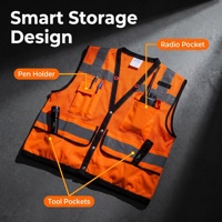 Gilet de sécurité réfléchissant personnalisé OEM en polyester orange haute visibilité classe 2 pour le contrôle du trafic routier