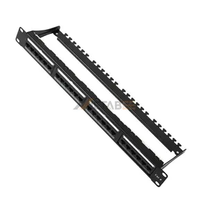 Alta Qualidade 1U Preto CAT5E e CAT6 Patch Panel 24 Portas