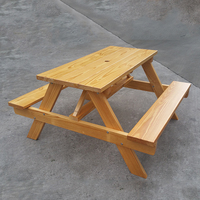 Juego de mesa y silla de pícnic de gran oferta, juego de comedor al aire libre de madera maciza de teca, estilo rústico para proyectos de Villa Resort Hotel