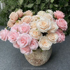 Ramo de rosas artificiales de 9 cabezas, flores artificiales, ramo de rosas, ramo de rosas blancas, venta al por mayor - Product Image 4
