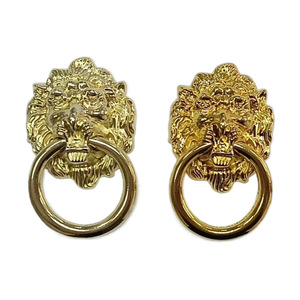 Lion Head Ring <b>Cabinet</b> Handle Zinc Alloy <b>Gold</b> Chinese Style Drawer Door Furniture Pull Medium Small Durable - Product Image 2