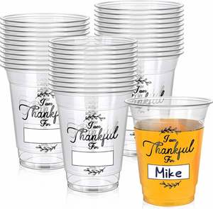 Gobelets jetables en plastique transparent à fond plat de 98 mm pour la vente en gros, personnalisables pour la fête de Thanksgiving, pour la crème glacée, le bubble tea, la vodka - Product Image 4