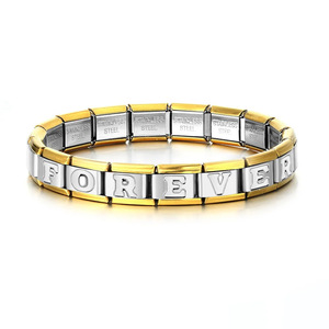 Pulsera de Plata Chapada en Oro con Letras, Estilo Italiano Modular, Unisex, para Regalo, Accesorio de Joyería - Product Image 3
