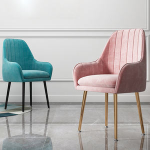 <span class=keywords><strong>Chaise</strong></span> de salle à manger de luxe nordique avec pieds en métal doré, rembourrée et moderne, pour table à manger - Product Image 3