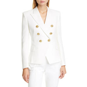 2025 haute qualité mode Blazer manteaux femmes élégantes manteaux <span class=keywords><strong>pied</strong></span> <span class=keywords><strong>de</strong></span> <span class=keywords><strong>poule</strong></span> costume court Double boutonnage veste Blazer manteaux pour dames - Product Image 4