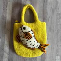 Sac en feutre fait main avec deux sangles en laine mérinos et fermeture éclair, écologique, taille personnalisable, design unisexe
