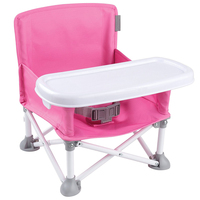 Chaise haute portable et pliable moderne pour bébé avec plateau et sac de transport, structure en fer pour usage intérieur/extérieur, idéale pour les repas à l'hôpital et au parc