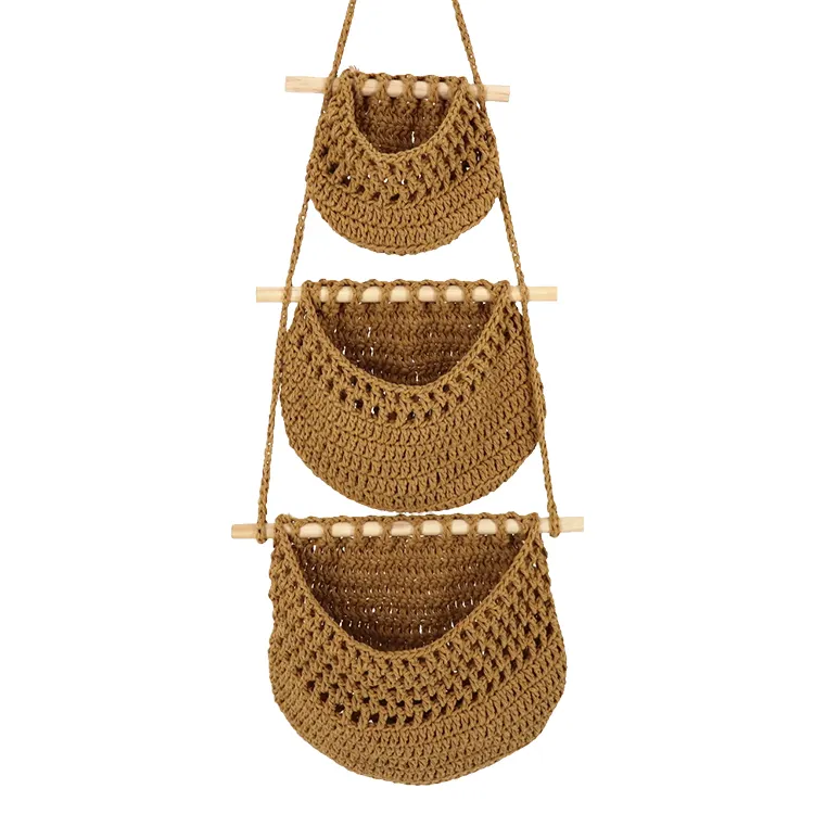 3-layer fruit hanging basket cotton rope wall Fruit and vegetable hanging basket