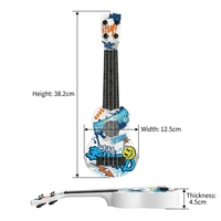 Urban Street Art Style Cool Skateboard Pattern Acoustic Guitar Graffiti Print Non-Electric Wood 4 String Hole Ukulele for Teens