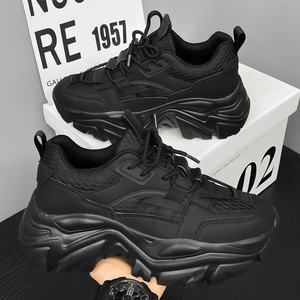 Sneakers de luxe pour hommes, respirantes, en mesh, pour l'hiver, chaussures de sport décontractées polyvalentes pour hommes, <span class=keywords><strong>plateforme</strong></span> avec talon compensé noir - Product Image 5